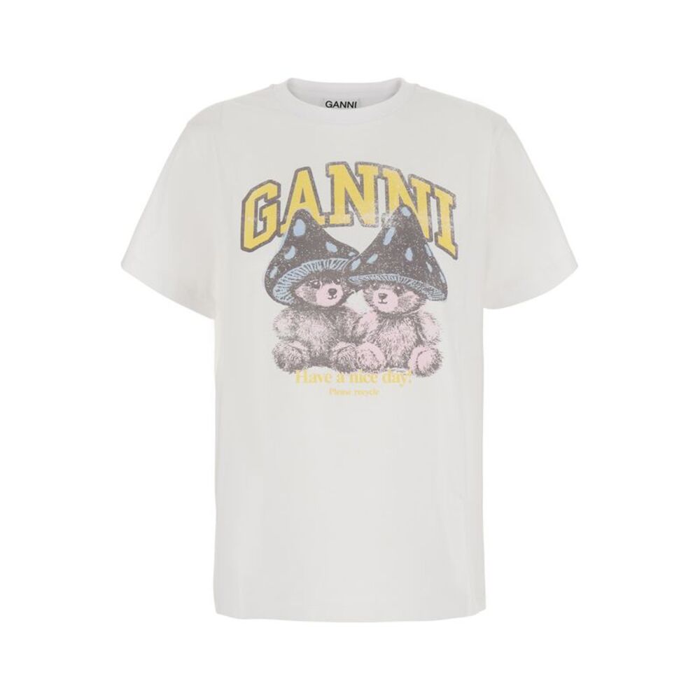 Ganni Women White T-Shirt With Cotton Details